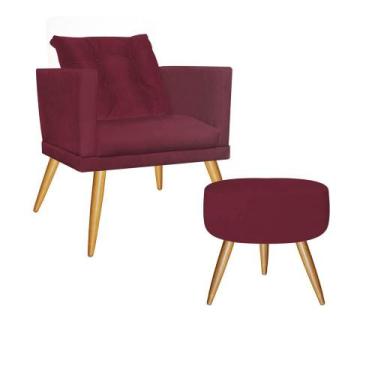 Imagem de Kit Poltrona Com Almofada e Puff Lucia Confort Sala Recepção Escritóri