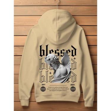 Imagem de Moletom Blessed Respect Abençoado Anjos Unissex Streetwear Com Capuz e