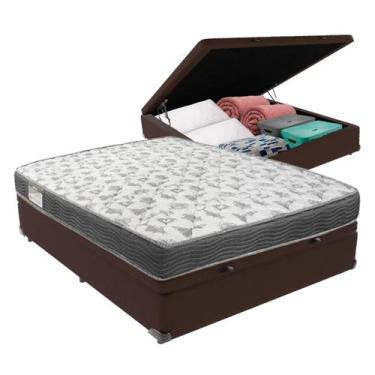 Imagem de Cama Box Baú Viúvo Marrom + Colchão ISO100 D33 Ortobom
