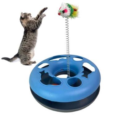 Imagem de Brinquedo de Gato Pet Ratinho Mola Bola Guizo Brinquedo Interativo Ani