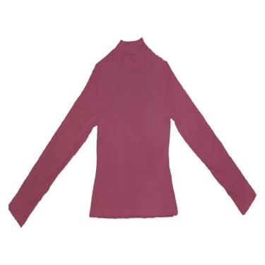 Imagem de Blusa Feminina Manga Longa Canelada Vinho GG Algodão - Basic+