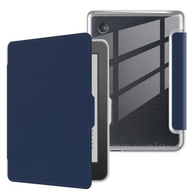 Imagem de Capa para Kobo Clara Color lançado em 2024 de 15 cm, capa traseira de TPU transparente ultra transparente macia e flexível com hibernar/despertar automático para Kobo Clara, cor azul escuro
