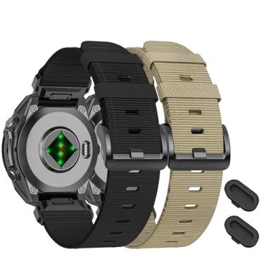 Imagem de VELEYOK Pulseiras de relógio de nylon compatíveis com Garmin Fenix 8 AMOLED 51 mm/Fenix 7X/7X pro/6X/6X pro/5X/5X Plus/3 HR/3,26 mm para Epix pro 51 mm/Descent Mk2i/3i 51 mm/tactix 7 Pro/Enduro 3 2