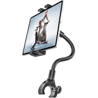 Imagem de woleyi Suporte de tablet para bicicleta ergométrica, suporte de braço ajustável para pescoço de ganso em passadeira
