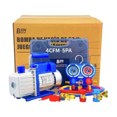 Imagem de FINYQBET 110/220V Bomba de Vácuo de 4CFM 1/3HP + Manômetro R134A/R22/R410A/R404A - Kit Completo para Reparos de Refrigeração e Ar Condicionado, sem Óleo - Ideal para Iniciantes e Profissionais