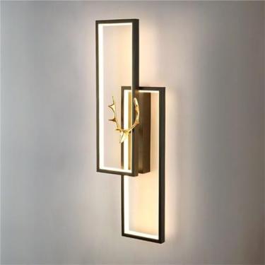 Imagem de Luminária de parede linear LED quadrada com fio, 3 modos de cores, iluminação de parede para sala de estar, quarto, cabeceira, corredor (direita)