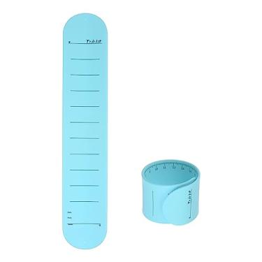 Imagem de HARFINGTON 2 pulseiras de silicone memorando 23,7 cm x 4,6 cm 20 cm régua de medição à prova d'água reutilizáveis pulseiras de batida graváveis apagáveis vestíveis para o dia a dia, azul
