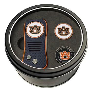 Imagem de Team Golf NCAA Auburn University Tigers Conjunto de 2 marcadores de bola de lata com ferramenta divisor retrátil e 3 marcadores magnéticos de dupla face, design patenteado de ponta única, causa menos danos aos verdes