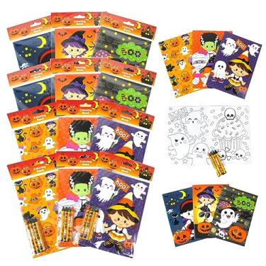 Imagem de Livros de colorir de Halloween com lembrancinhas de festa de giz de cera, conjunto de 12