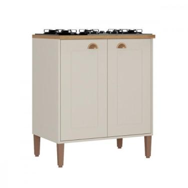 Imagem de Balcão para Cooktop 4 Bocas 2 Portas Tunisia Off White e Canelato Atua