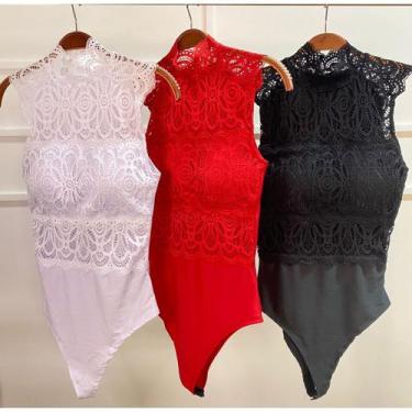 Imagem de Body feminino gola alta cavado renda com bojo - Filó Modas, Vermelho