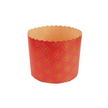 Imagem de Forma Panetone Vermelho Fiori Ouro 100g c/10 - Ecopack