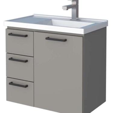 Imagem de Gabinete De Banheiro Cinza Em Aço Com Lavatório Ameixa Cozimax