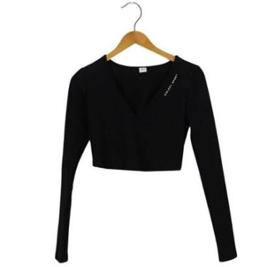 Imagem de Blusa Colcci Gola V Preta Feminina-Feminino