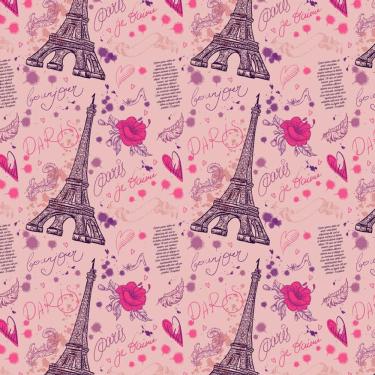 Imagem de Papel De Parede Adesivo Torre Eiffel Rosa Quarto Infantil
