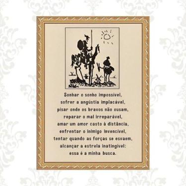 Imagem de Quadro Moldura Dourada Lema De Dom Quixote 45X34Cm - Quadros On-Line