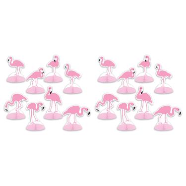 Imagem de Beistle 16 peças de centro de mesa de flamingo, decorações de luau, artigos de festa temáticos tropicais, havaianos, 12 cm - 16 cm, rosa/branco/preto