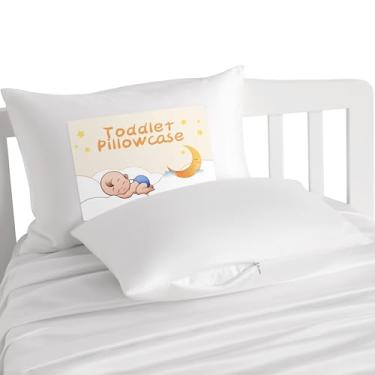 Imagem de NTBAY Fronhas infantis de cetim de seda com zíper - Pacote com 2 fronhas com zíper oculto 33 x 45 cm - Capas de travesseiro de viagem para bebês luxuosas e sedosas, brancas