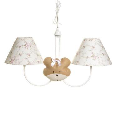 Imagem de Lustre 2L Simples Com 2 Caras De Ursa Quarto Bebê Infantil - Potinho d