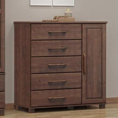 Imagem de Cômoda Decorativa Madeira Maciça Naipe 5 Gavetas Café - G74 - Gran Bel