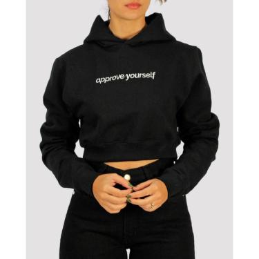 Imagem de Moletom Cropped Approve Yourself - Preto-Unissex