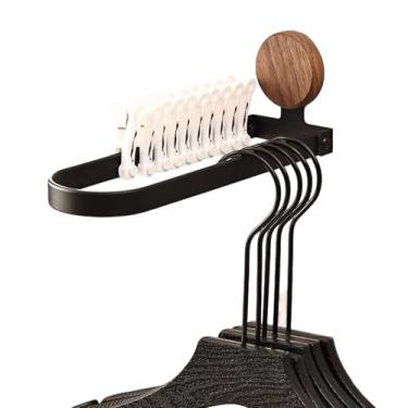 Imagem de Aoligei Organizador de cabide de roupas, dobrável, sem perfuração, para varanda, banheiro, armário, lavanderia (preto, grande)