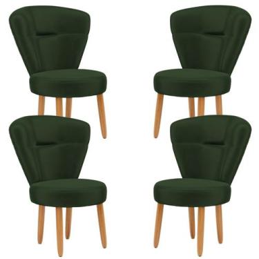 Imagem de Jogo 4 Cadeiras Para Recepção Sala de Jantar Cozinha Moderna Pés de Ma