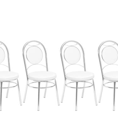 Imagem de Conjunto 4 Cadeiras para Cozinha Debrum Cromado/Branco