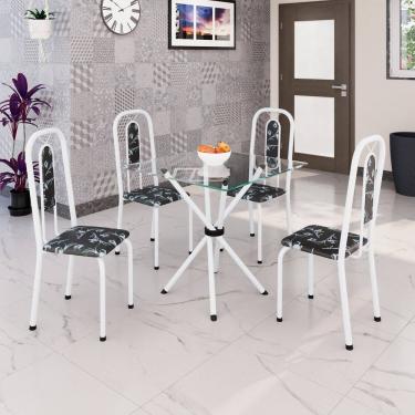 Imagem de Conjunto Sala de Jantar com 4 Cadeiras Lívia Preto / Branco