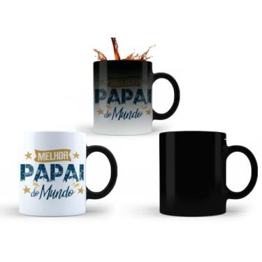 Imagem de Caneca Mágica Dia dos Pais, Melhor Papai do Mundo, 325ml, Preta, Cerâmica, Presente