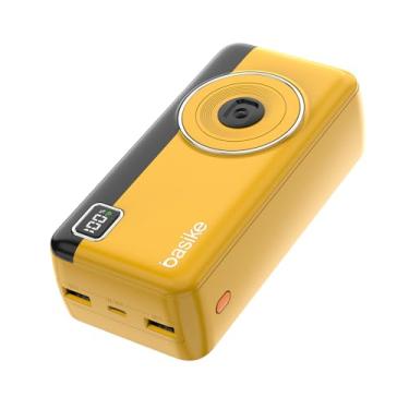 Imagem de Power Bank 30000mAh, Basike Carregador Portátil 2 Saídas USB-A(até 22.5W) + Tipo-C(até 22.5W) com Cabo, Carregamento Rápido, Led Indicador de Bateria Proteção Inteligente (Amarelo)
