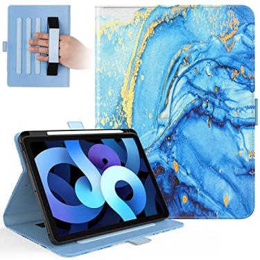 Imagem de Dteck Capa para iPad 6ª Geração 2018 / iPad 5ª Geração 2017/iPad Air 2/iPad Air - Suporte Ajustável Auto Wake/Sleep Smart Soft Rubber Back Cover com suporte para tablet iPad 9,7", Ocean Marble