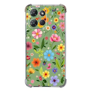 Imagem de Beaucov Capa para Moto G Power 2025, lindas flores, verde, proteção contra quedas, à prova de choque, capa protetora de corpo inteiro resistente a arranhões para Motorola Moto G Power 2025