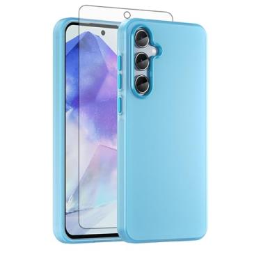 Imagem de Asuwish Capa de telefone para Samsung Galaxy A55 5G, compatível com Magsafe Magnetic, protetor de tela de vidro temperado, translúcido fosco traseiro à prova de choque, capa fina A 55 55A A555G
