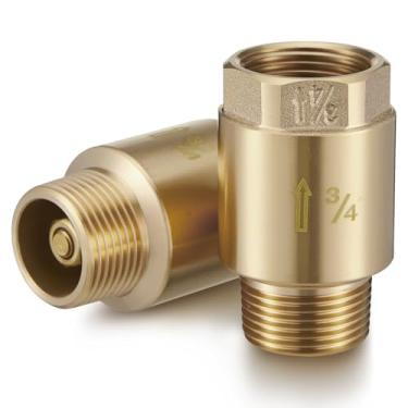 Imagem de Zonon 2 peças de válvula de retenção de 3/4 polegada válvula de retenção de latão unidirecional não retorno em linha com prevenção de refluxo NPT macho em saída FNPT para mangueira de jardim, bombas