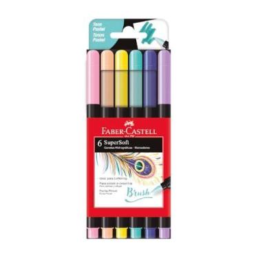 Imagem de Caneta Hidrografica Supersoft 6 Cores Pastel - FABER-CASTELL