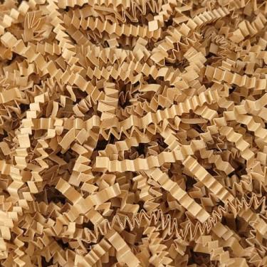 Imagem de BOXHOME Enchimento de papel desfiado (1/2 libra) Papel enrugado para embrulhar e encher caixas de presente, ráfia de decoração Kraft contém laço