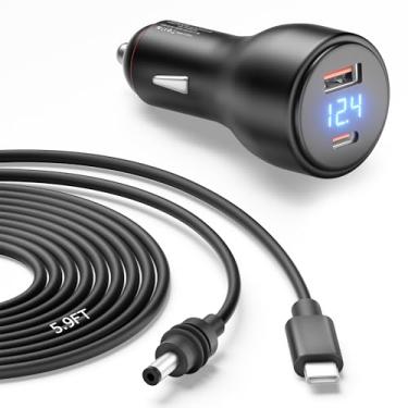Imagem de Starlink Mini cabo de alimentação USB C 1,8 m 3 em 1 Starlink Mini adaptador de carro DC e carregador de carro Smart Boost 12V a 20V/100W com display digital durável USB C PD 100W e porta USB A 18W