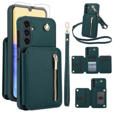 Imagem de Capa de celular para Samsung Galaxy A54 5G RFID carteira celular com protetor de tela de vidro temperado, alça transversal, compartimento para cartão de crédito, suporte A545G A 54 54A 4G G5 SM A546U