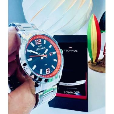 Imagem de Relógio Masculino Technos Militar Prateado Aprova Dágua 4,5