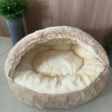 Imagem de CAMINHA PET NUVEM COBERTA FECHADA PELUCIADA CAMA CASINHA TOCA DONUT FUNDO ANTIDERRAPANTE COM COBERTURA QUENTINHA CACHORROS E GATOS IGLU QUALIDADE PREMIUM 50CM TAM M (CINZA)