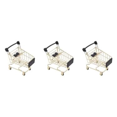 Imagem de Luxshiny 3 Mini Cestas de Armazenamento Em Formato de Carrinho Dourado, Carrinho de Compras Decorativo para Casa, Escritório, Organizador de Mesa, Acessórios para Fotos
