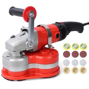Imagem de Plaina de superfície de concreto de 10 cm de 3 cabeças, polidora de concreto para moagem de cimento de concreto, mármore granito com cobertura de extração de poeira e controle de 6 velocidades (2800W)