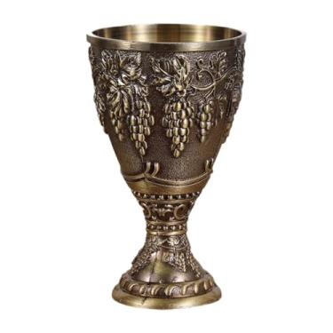 Imagem de Ioensy Taça de vidro medieval vintage para festa, suprimentos para gravura, padrão de escultura de aniversário antigo, copo de vinho, decoração de mesa, Bronze