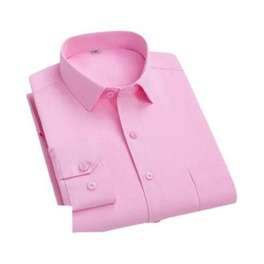 Imagem de Camisa Masculina de Negócios Listrada Branca - Manga Comprida 4XL - An