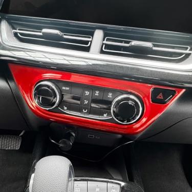 Imagem de JUIVEEL Acabamento da tampa do painel do botão do interruptor de ar condicionado do console central compatível com acessórios Chevy Trax 2024-2025 (estilo vermelho brilhante)
