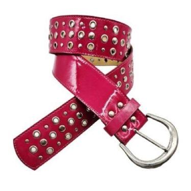 Imagem de Cinto feminino rebite vazado punk rock LU003 - Barão do Couro, Pink, G