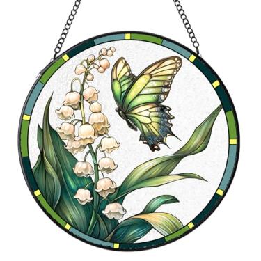 Imagem de Vitral Suncatchers pendurar janela, lírio do vale, apanhadores de sol, janela interna, vitral, decoração de jardim, presente de aniversário para mãe, avó, tia, irmã, melhor amiga, 19,8 cm