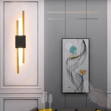 Imagem de Lâmpadas de parede LED reguláveis com controle remoto Bateria Arandelas USB Carregáveis Iluminação de parede interna moderna com interruptor Magnético para sala de estar Quarto Corredor Escada (preto