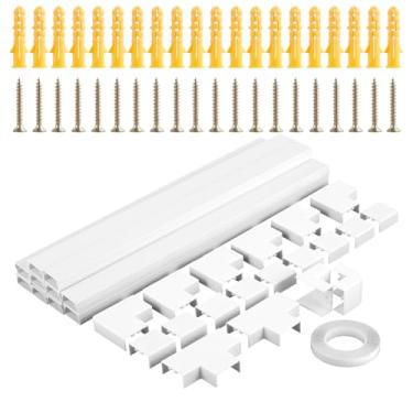 Imagem de 10 peças de ocultador de cabos, kit de pista de cobertura de cabo de 398 cm de PVC, ocultador de fio branco, corretivo de cabo retardador de chamas com fita dupla face, kit de gerenciamento de cabos